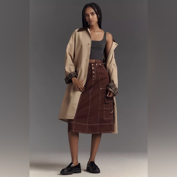 Anthropologie Dresses & Skirts - NWT! Anthropologie Wine Pilcro Reworked Utility Midi Skirt - US 4 🏀